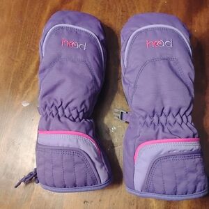 Head Kids Ski Snow Mittens Purple Pink Insulated Winter Gloves